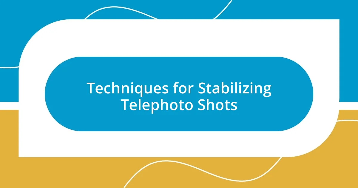 Techniques for Stabilizing Telephoto Shots